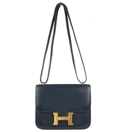 Hermes Navy Box Calf Constance 18 Shoulder Bag