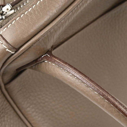 Hermes Etoupe Gray Taurillon Clemence Lindy 30 Shoulder Bag