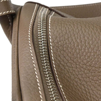 Hermes Etoupe Gray Taurillon Clemence Lindy 30 Shoulder Bag