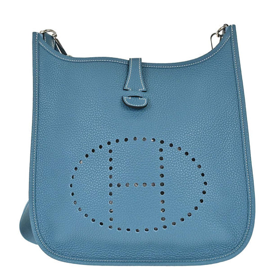 Hermes Blue Jean Taurillon Clemence Evelyne 1 29 PM Shoulder Bag