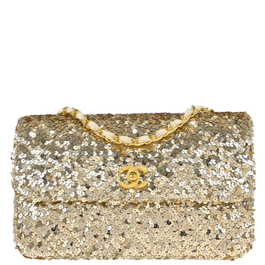 Chanel 1989-1991 Gold Sequins Shoulder Bag