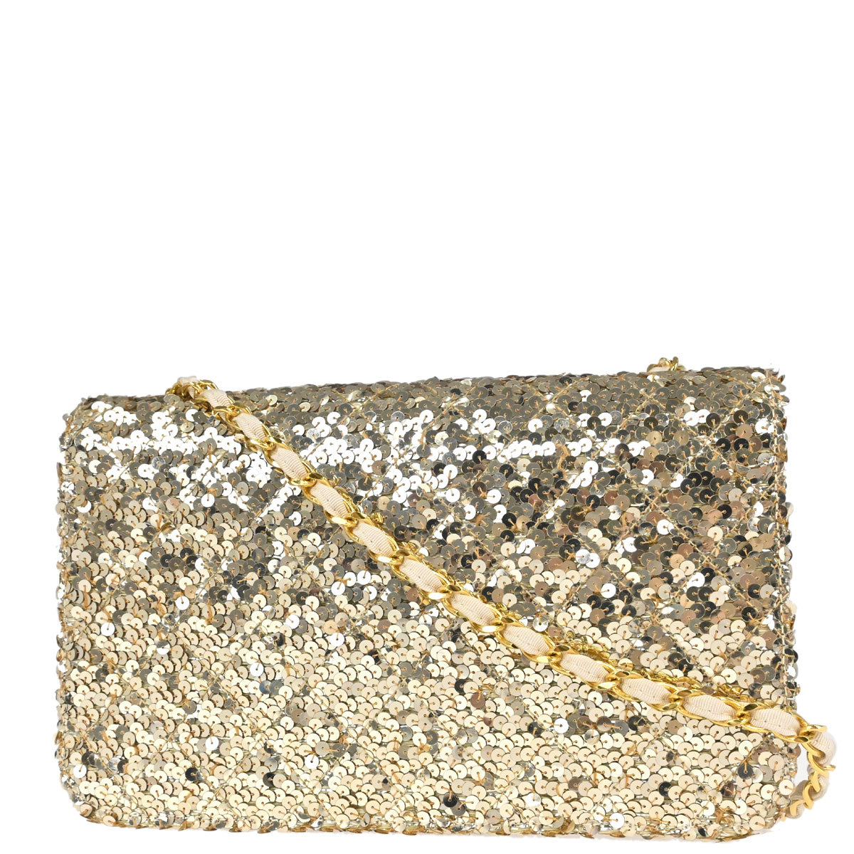 Chanel 1989-1991 Gold Sequins Shoulder Bag