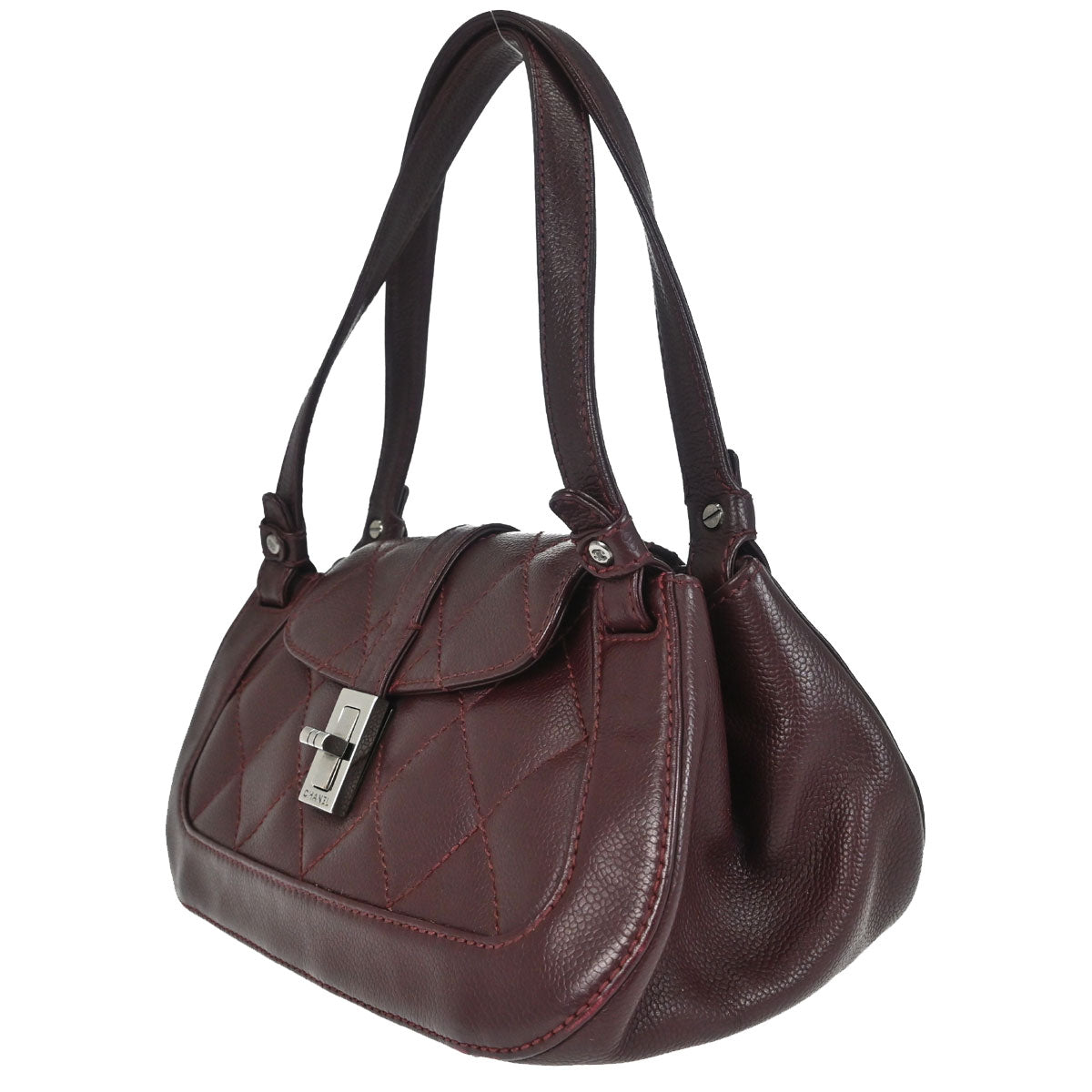 Chanel 2005-2006 Bordeaux Calfskin Mademoiselle Lock Handbag