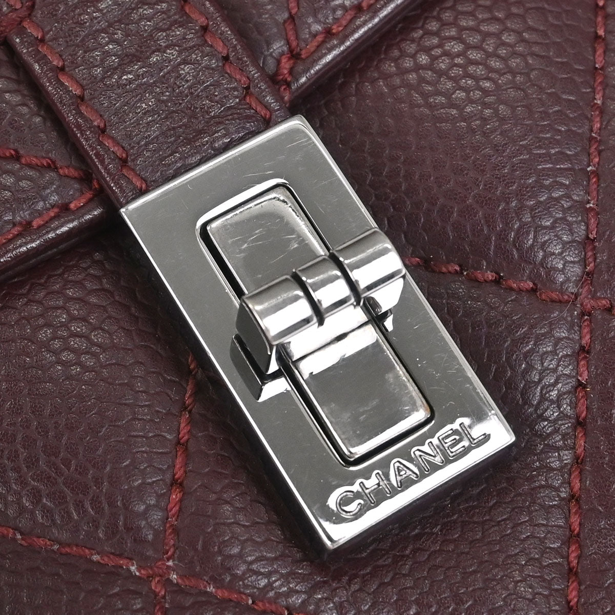 Chanel 2005-2006 Bordeaux Calfskin Mademoiselle Lock Handbag