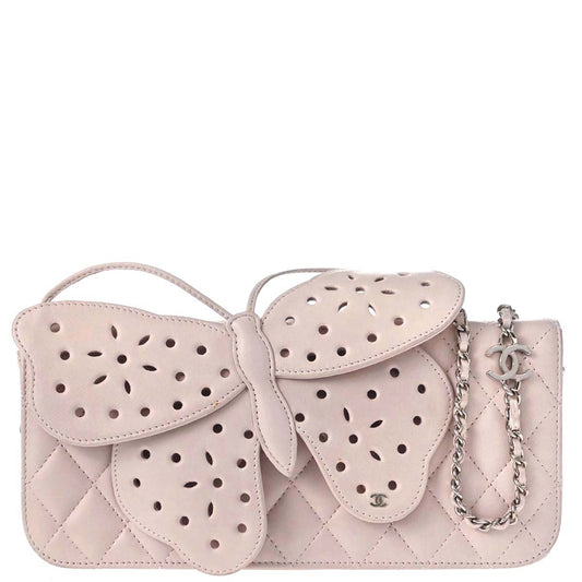 Chanel 2008-2009 Light Pink Lambskin Butterfly Shoulder Bag
