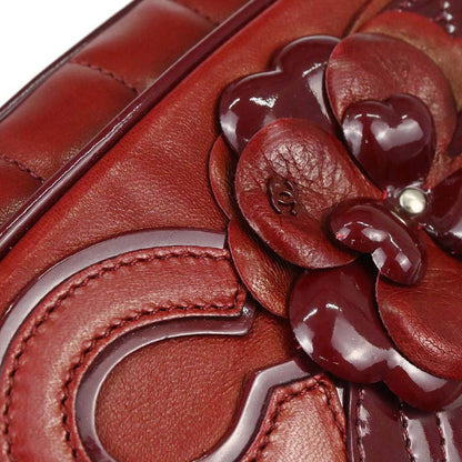 Chanel 2005-2006 Red Lambskin Choco Bar Camellia No.5 CC Handbag
