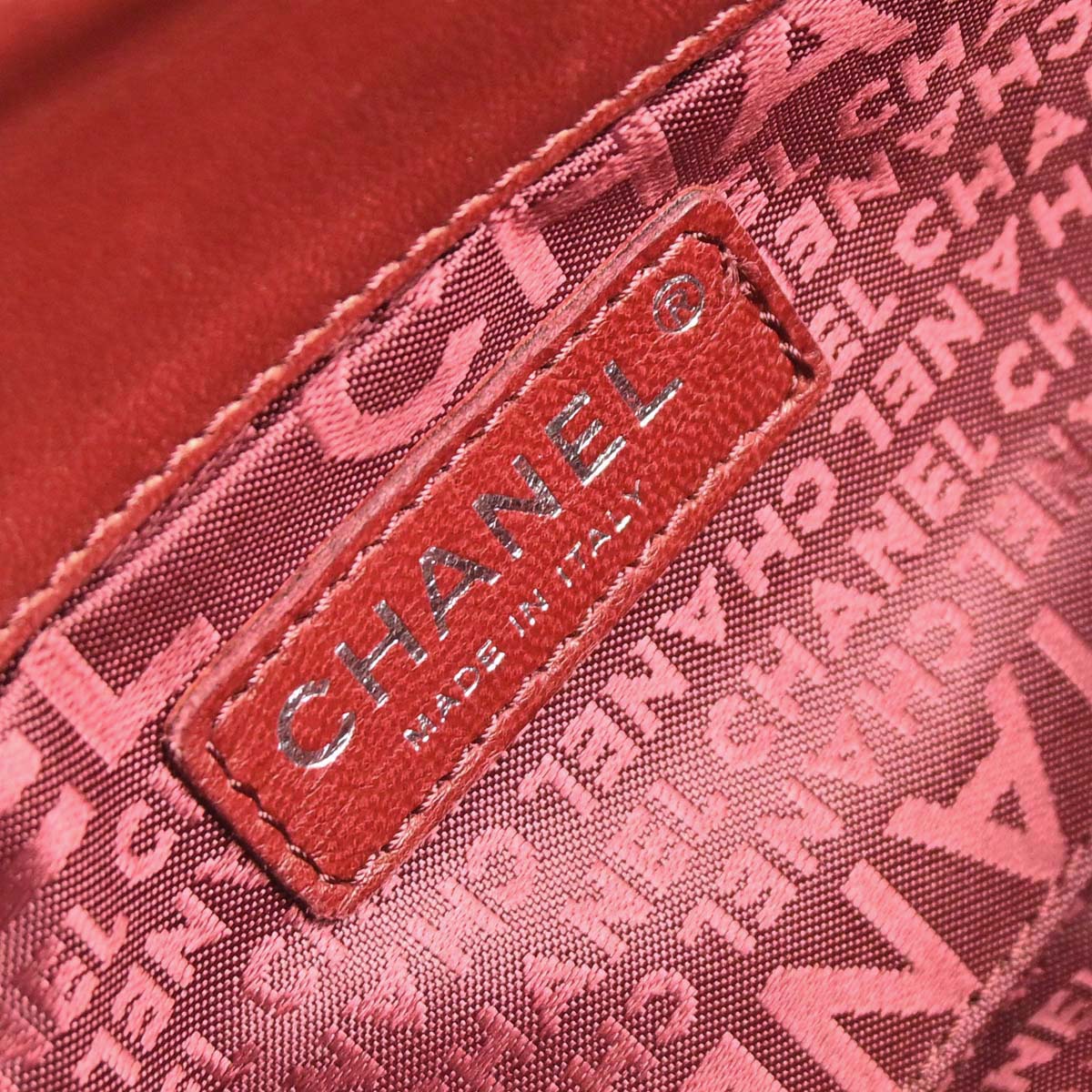 Chanel 2005-2006 Red Lambskin Choco Bar Camellia No.5 CC Handbag