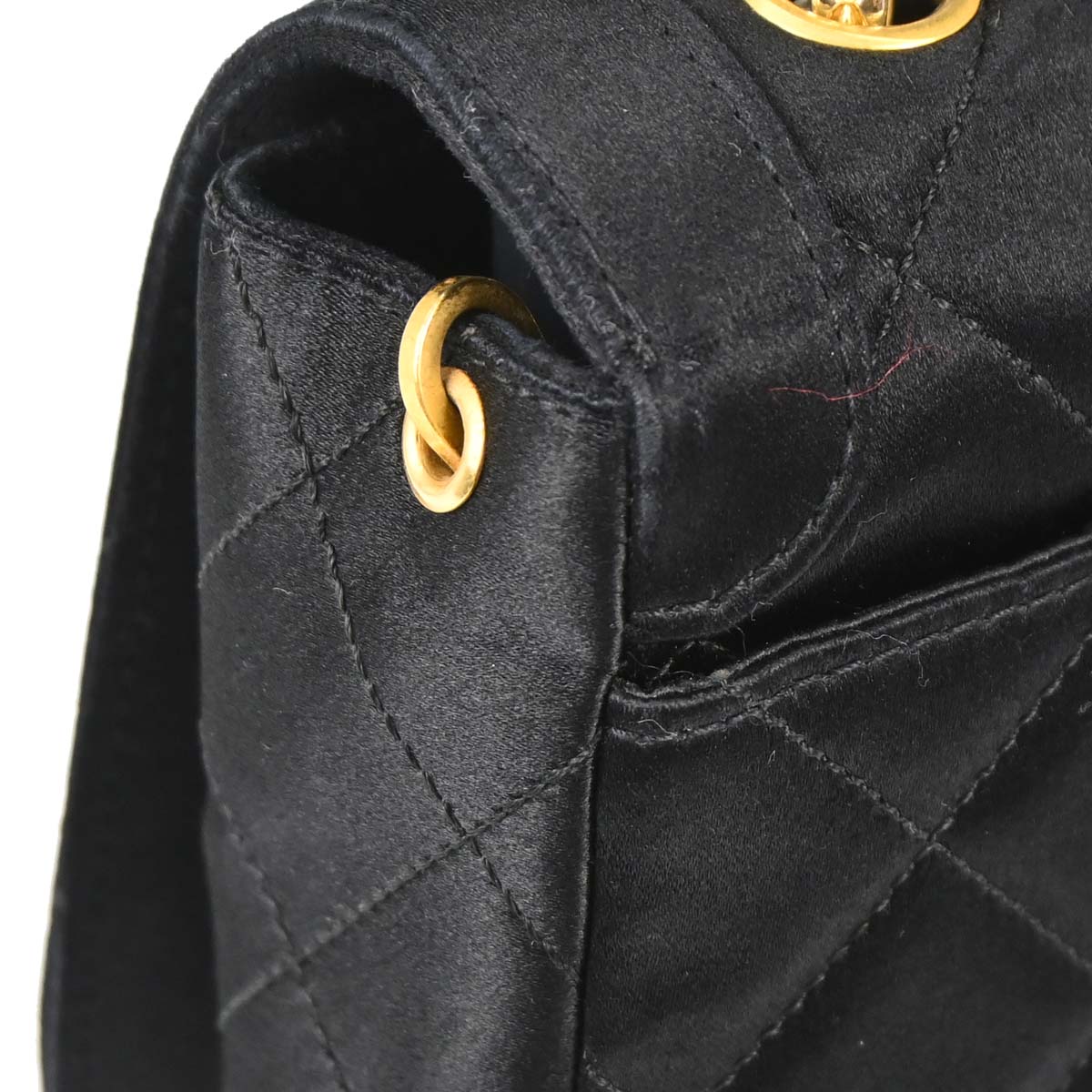 Chanel 1989-1991 Black Satin Full Flap Shoulder Bag