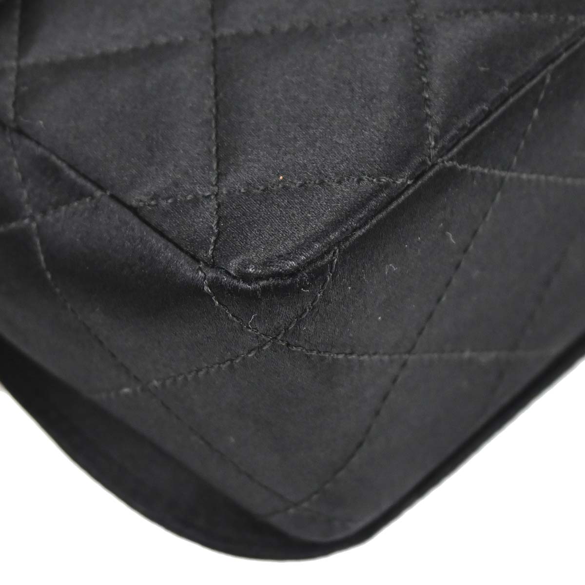 Chanel 1989-1991 Black Satin Full Flap Shoulder Bag
