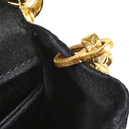 Chanel 1989-1991 Black Satin Full Flap Shoulder Bag