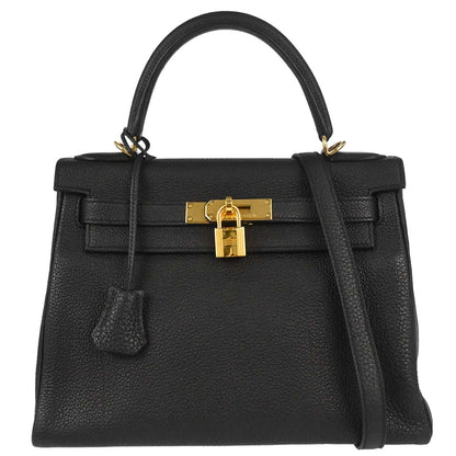 Hermes Black Togo Kelly 28 Retourne 2way Shoulder Handbag