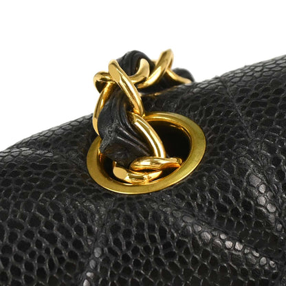 Chanel 1991-1994 Black Caviar Skin Small Diana Shoulder Bag