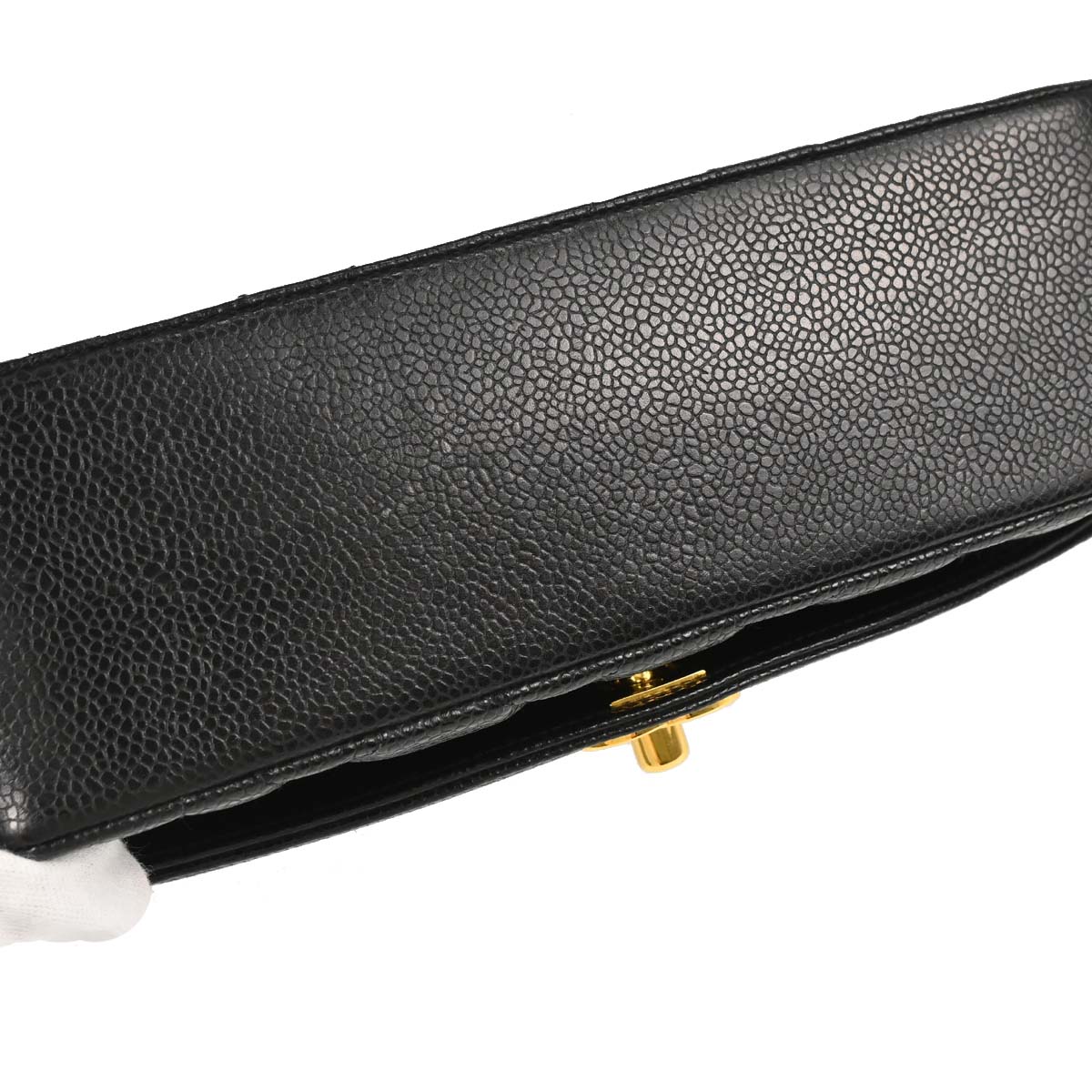 Chanel 1991-1994 Black Caviar Skin Small Diana Shoulder Bag