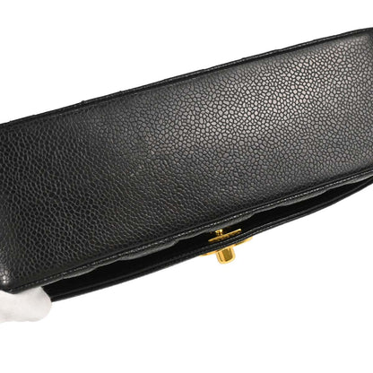 Chanel 1991-1994 Black Caviar Skin Small Diana Shoulder Bag