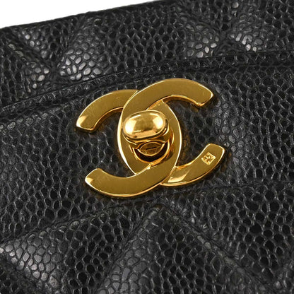 Chanel 1991-1994 Black Caviar Skin Small Diana Shoulder Bag