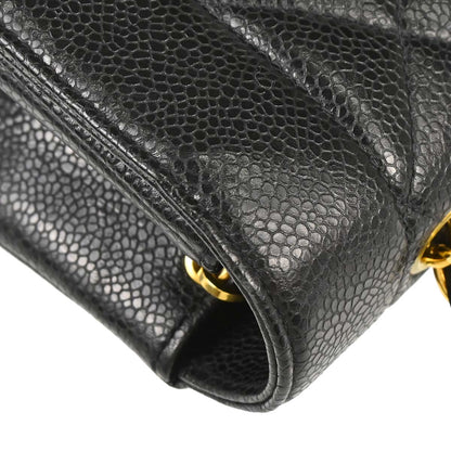 Chanel 1991-1994 Black Caviar Skin Small Diana Shoulder Bag