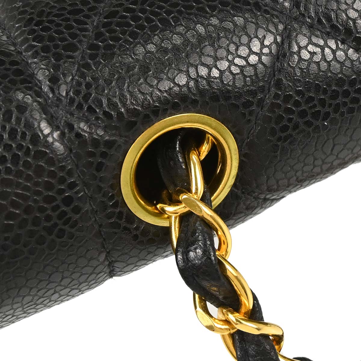 Chanel 1991-1994 Black Caviar Skin Small Diana Shoulder Bag