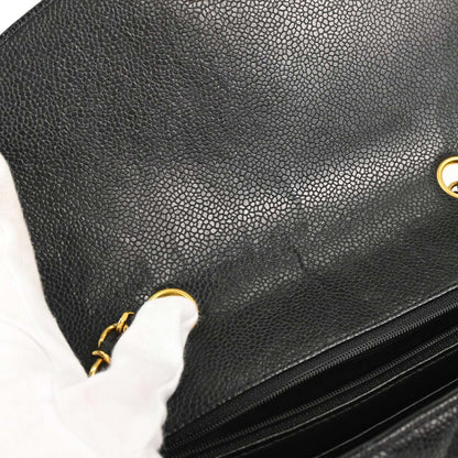 Chanel 1991-1994 Black Caviar Skin Small Diana Shoulder Bag