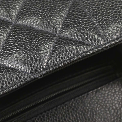Chanel 1991-1994 Black Caviar Skin Small Diana Shoulder Bag