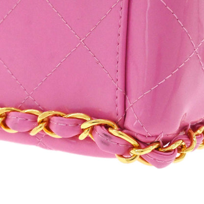 Chanel 1994-1996 Pink Patent Leather Maxi Classic Flap Shoulder Bag