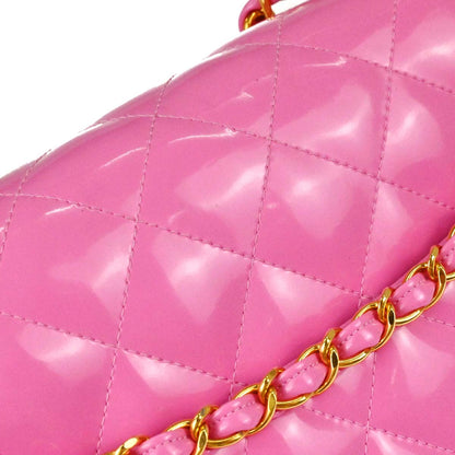Chanel 1994-1996 Pink Patent Leather Maxi Classic Flap Shoulder Bag