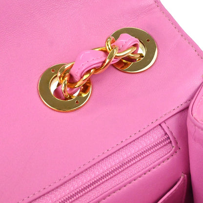 Chanel 1994-1996 Pink Patent Leather Maxi Classic Flap Shoulder Bag