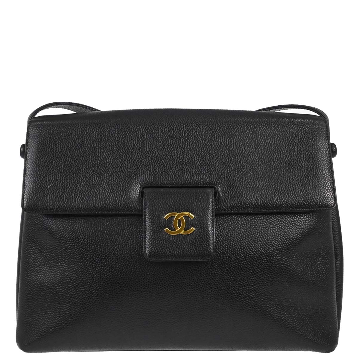 Chanel 1997-1999 Black Caviar Skin Shoulder Bag