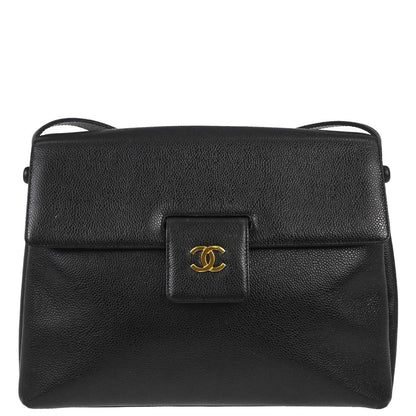 Chanel 1997-1999 Black Caviar Skin Shoulder Bag