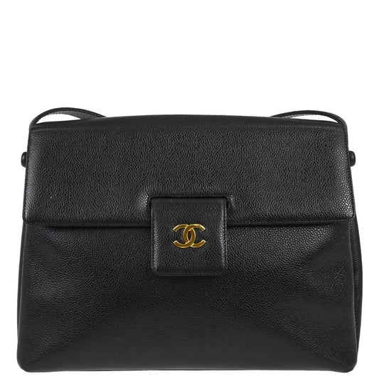Chanel 1997-1999 Black Caviar Skin Shoulder Bag