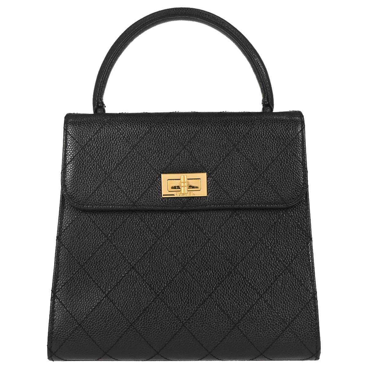 Chanel 1997-1999 Black Caviar Skin Mademoiselle Lock Handbag