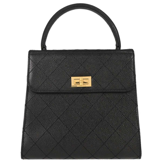 Chanel 1997-1999 Black Caviar Skin Mademoiselle Lock Handbag