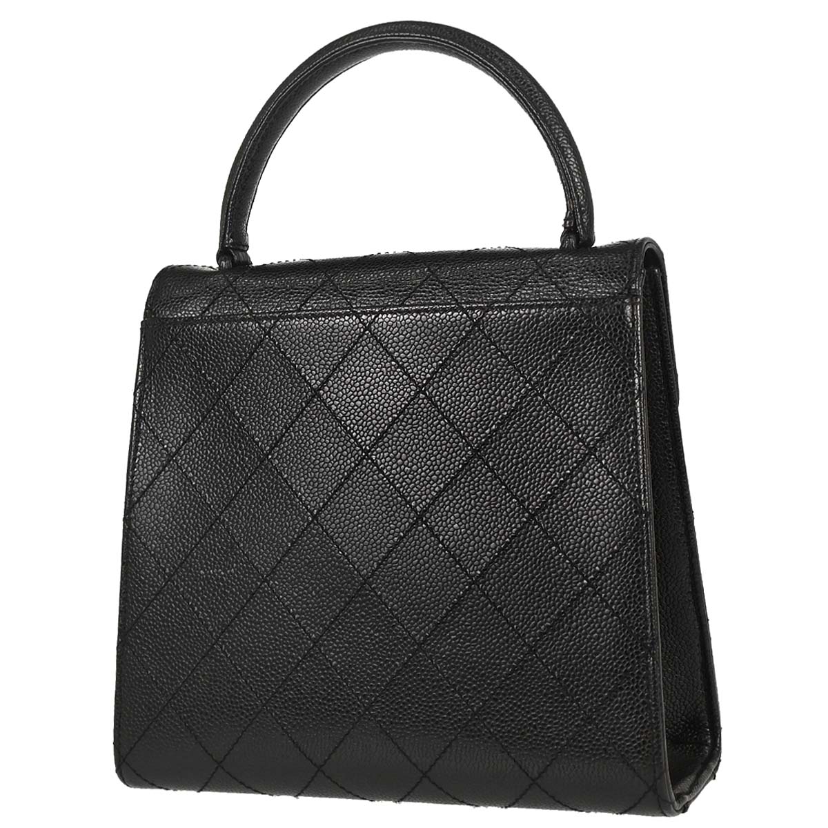 Chanel 1997-1999 Black Caviar Skin Mademoiselle Lock Handbag