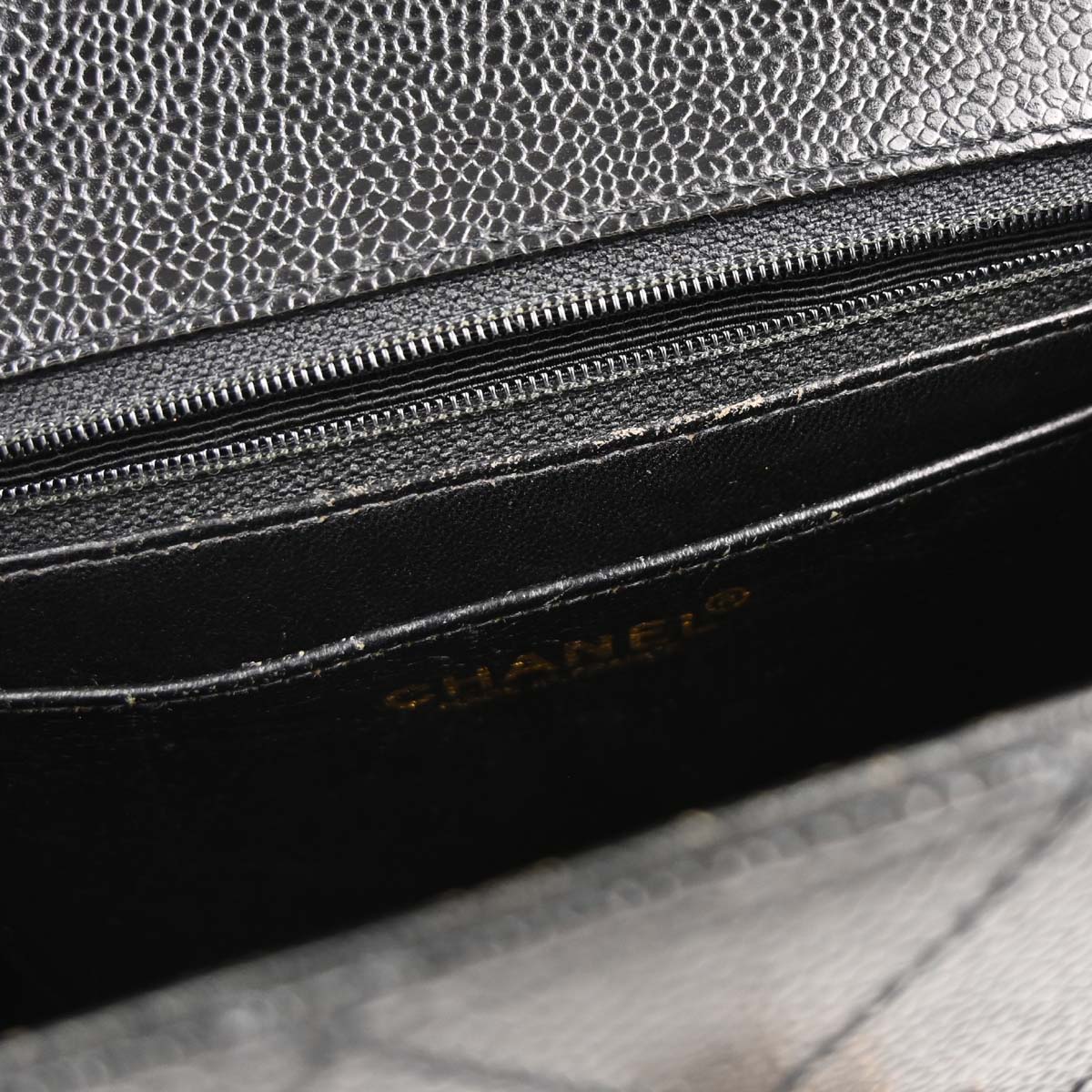 Chanel 1997-1999 Black Caviar Skin Mademoiselle Lock Handbag