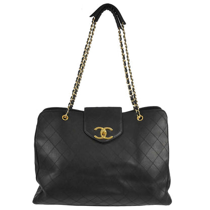 Chanel 1991-1994 Black Lambskin Bicolore Supermodel Shoulder Bag
