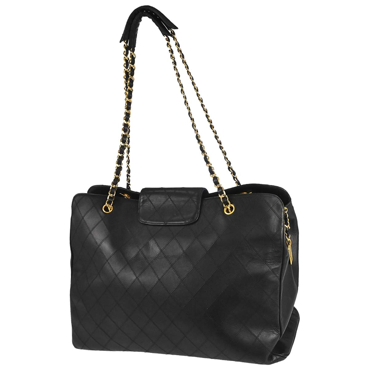 Chanel 1991-1994 Black Lambskin Bicolore Supermodel Shoulder Bag