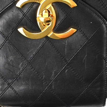 Chanel 1991-1994 Black Lambskin Bicolore Supermodel Shoulder Bag