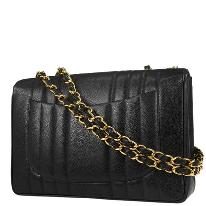 Chanel 1994-1996 Black Calfskin Jumbo Mademoiselle Classic Flap Bag