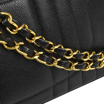 Chanel 1994-1996 Black Calfskin Jumbo Mademoiselle Classic Flap Bag