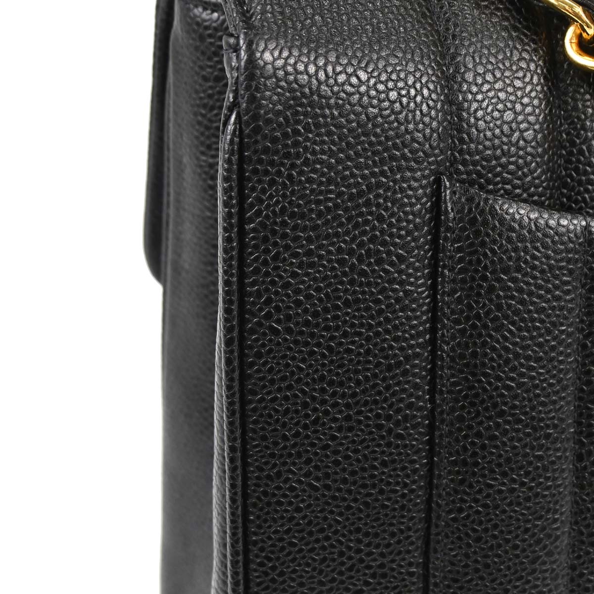 Chanel 1994-1996 Black Calfskin Jumbo Mademoiselle Classic Flap Bag