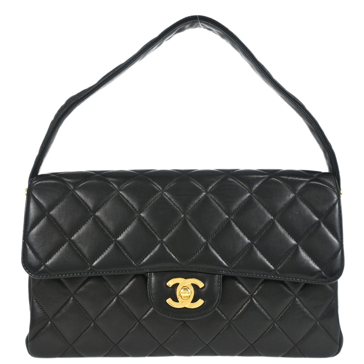 Chanel 1996-1997 Black Lambskin Double Sided Classic Flap Handbag
