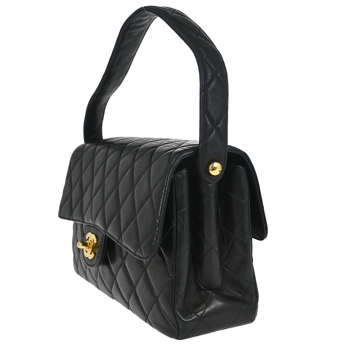 Chanel 1996-1997 Black Lambskin Double Sided Classic Flap Handbag