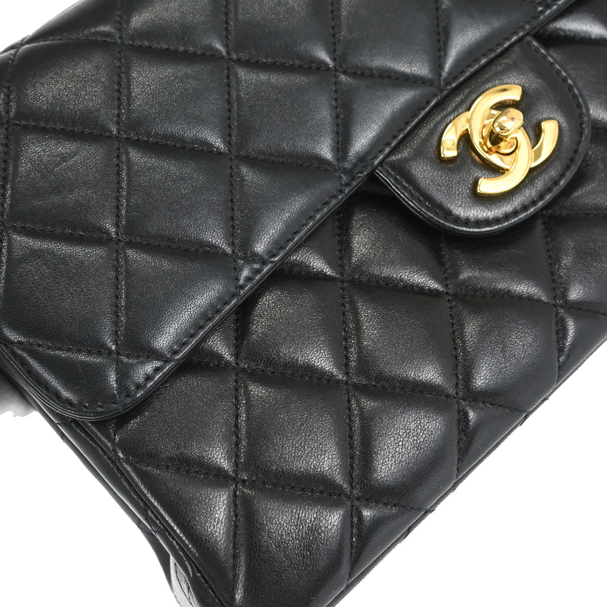 Chanel 1996-1997 Black Lambskin Double Sided Classic Flap Handbag