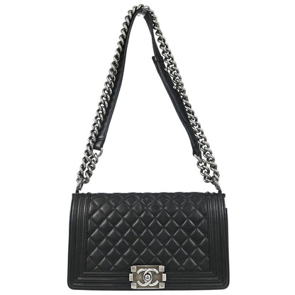 Boy Chanel 2012-2013 Black Lambskin Medium Shoulder Bag