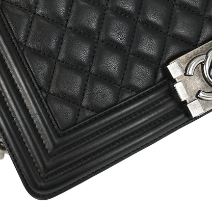 Boy Chanel 2012-2013 Black Lambskin Medium Shoulder Bag