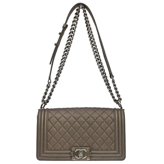 Boy Chanel 2013-2014 Brown Calfskin Medium Chain Shoulder Bag