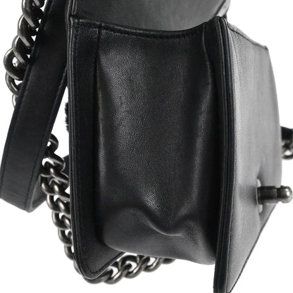 Boy Chanel 2017 Black Lambskin Lapin Fur Small Chain Shoulder Bag