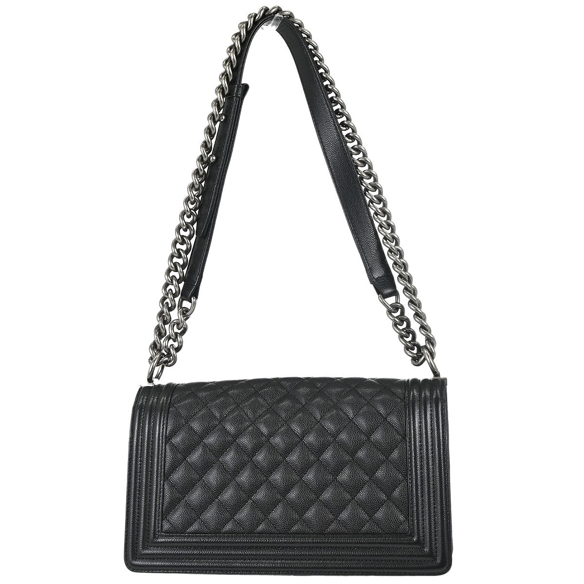 Boy Chanel Black Caviar Skin Medium Chain Shoulder Bag