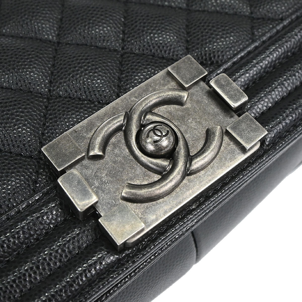 Boy Chanel Black Caviar Skin Medium Chain Shoulder Bag