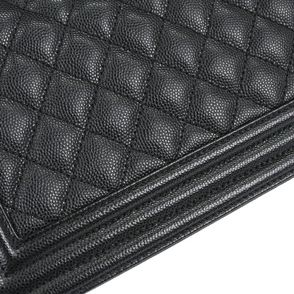 Boy Chanel Black Caviar Skin Medium Chain Shoulder Bag