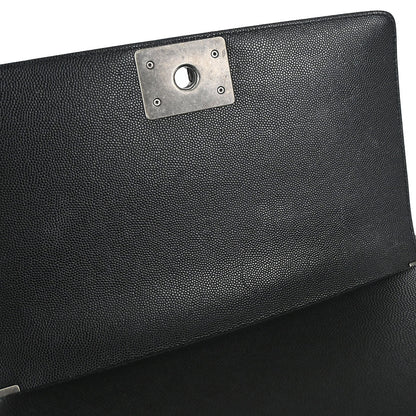 Boy Chanel Black Caviar Skin Medium Chain Shoulder Bag